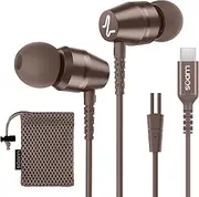 LUDOS OMNITONE USB C Headphones, 5 Years Warranty, USB-C Earbuds for iPhone 16 15 Pro Max Plus Samsung Galaxy S24 S23 Ultra S22 S21 FE S20 Z Flip 3 Fold 4 A53 A54 iPad, USB Type C Earphones - Brown