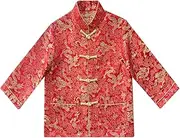 [PROMOTED TO BIG SISTER] Boy Tang Suit Dragon Long Sleeve Shirt Chinese New Year Button Down Shirt for Kids