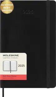 2025 12-Month Daily Diary Soft Cover Large Black Planner