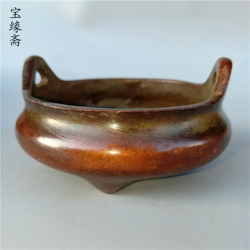 古銅鏨刻彫 斗形台几香炉 明代 玉堂清玩款 銅器 古