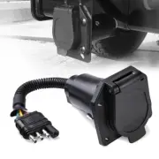 Flat Pin 4 to 7 Way Blade RV Trailer Plug Adapter Tow Truck Light Wire Connector