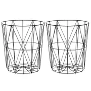 2x Boxsweden Toska Metal Wire 39x43cm Toys/Cushions Storage Basket/Holder Black