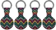4PCS for Colorful Knitted Air Tag Holder Case Waterproof & Shockproof Anti-Scratch Protective Air Tag Cover with Keychain Ring Silicone Tags Holders for Luggage, Backpack, Keys, Pet