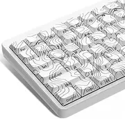 dagaladoo Low Profile keycaps,Double Shot PBT keycaps 60 75 100 Percent, White Topographic Keyboard caps,Side Printed,Dye Sublimation keycap for Most MX Switches Mechanical Keyboard
