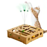 Cat Hunting Box Confuse a Cat Box Puzzle Wood Cat Interactive Toy with Feather