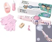 Elastic Bubble Fog Wand, Automatic Bubble Maker, Elastic Bubbles Machine with Light & Music for Party, Weddings and Family Outdoor Events (Pink)