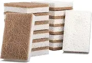 SUNCHSEN 16Piece Biodegradable Compostable Cellulose Kitchen Sponges Coconut Scrubber for Dishes Cleaning