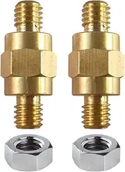 3/8"-16 Brass Stud Side Post Battery Terminal Bolt, Ampper Standard Battery Side Post Extender Stud Compatible with GM Post, Pack of 2