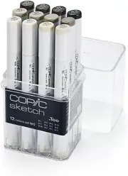 Copic Sketch, Alcohol markers, 12pc set Warm Gray (New Ver.)