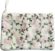 Vivienne(ヴィヴィアン) WK1845A1 Flat Pouch, 4.7 x 7.1 inches (12 x 18 cm), Flower Embroidery, Mule Mule Fleur Series, Lace Embroidery, Accessory Case
