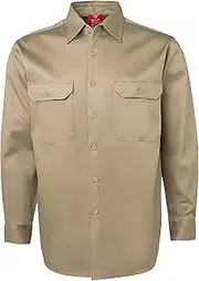 [BIG BEE] Work Shirts Light Cotton Twill Orange Blue Sand Long Sleeve Unisex UPF 50