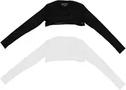 [DEARMAMY] 2pcs Mesh Long Sleeve Top Double Sheer Long Sleeve Tops for Women Polyester Long Sleeve Mesh Tops for Women