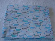 Dachshund Blue Flannelette Cotton Fitted Cot Sheet Handmade