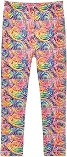[Joisal] Rainbow Rose Multicolor Girl Leggings, Flexible for Girls Activewear Leggings, 4-10T