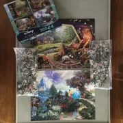 Thomas Kinkade 4 Disney 500 Piece Puzzles Snow White Cinderella Mickey Aurora