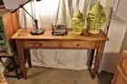 'Paddington Parquetry' Top Solid Elm Timber 2-Drawer Console Or Hall Table