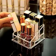 Lipstick Lip Gloss Organizer Small Clear Lipstick Holder 9 Slots Acrylic Lipstick Case Essential Oil Rollerball Perfume Holder Display Cases,Lipstick Organizer and Storage