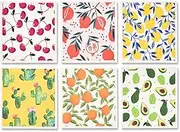 Set of 6 Kitchen Cherry Orange Vegetable Lemons Cactus Avocado Swedish Dishcloths Cleaning Cloths Towels Absorbent Quick Drying Dish Towels for Counter Wipes