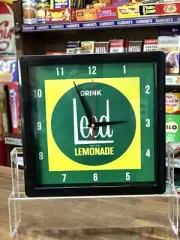 LEED Lemonade Milk Bar Wall Clock 25cm Square Vintage Retro Diner Decor Man-Cave