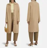 VINCE Wool-Alpaca-Blend Collared Knit Cardigan Coat in Light Brittle sz XL $545