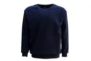 New Adult Unisex Plain Pullover Fleece Jumper Mens Long Sleeve Crew Neck Sweater - Navy
