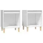 2pcs Bedside Tables Set Wooden Storage Side Book Lamp Cabinet Nightstand White