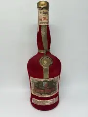 Vintage Collectible Grand Marnier Cherry Velvet Flocked Empty Bottle Red Decante
