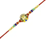 [Generic] Om with AD Rakhi for Brother Bhaiya Multicolor Beads with Paisley Raksha Bandhan Rakhi - TCR07