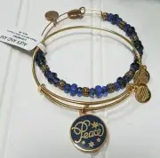 Alex And Ani Gold Peace Bracelets Gold Blue NWT
