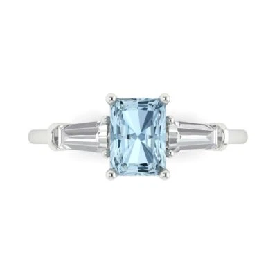 2.0 ct Emerald Cut Gemstone Three-Stone Ring White Gold, Anniversary Gift