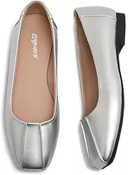 [FRTROIN] Square Toe Ballet Flats Dress Shoes for Women Comfortable Business Casual Work Shoes