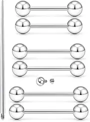 [Kwoencxi] Ocptiy 16G Nipple Piercing Jewelry Internally Threaded Tongue Rings for Women Hypoallergenic 316L Surgical Steel Nipple Tongue Ring Barbell Piercing Jewelry Women Men 12mm 14mm 16mm