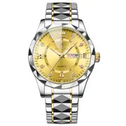 Men's Watch Night Glow Double Calendar Men's Quartz Watch Diamond Pointed Glass Watch