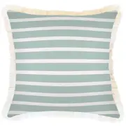 Cushion Cover-Coastal Fringe-Hampton Stripe Seafoam-45cm x 45cm
