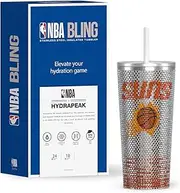 Hydrapeak x NBA Officially Licensed Phoenix Suns 25 oz Rhinestone Bling Tumbler with Straw Lid, Glitter Leakproof Stainless Steel Water Bottle