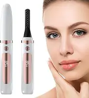 Heated Eyelash Curler Electric - 4 Heat Settings & Quick Heating in 30s - Eyelash Curler with Anti-Burn Protection & LED Display - Silicone Eyelash Brush for Real/False Eyelashes (White)