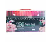 120-Color Dual-Head Brush and Fine Tip Marker Set - Vibrant Colors for Art and Craft Projects