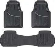 Amazon Basics 3-Piece Premium Rubber Floor Mat for Cars, SUVs and Trucks, All Weather Protection, Universal Trim to Fit，Black