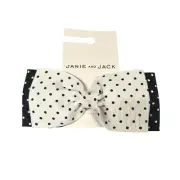 Janie and Jack Girls Hairbow Headband Elastic Polka Dot Black White