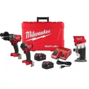 Milwaukee Power Tool Combo Kit 18V Cordless Hammer Drill Impact Driver w/ Router