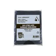 100 Pcs X 240L Black Garbage Bin Liners Ldpe X-Large Heavy Duty All Purpose Bags