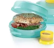Tupperware Round Sandwich Bagel Mini Salad Keeper New Color teal