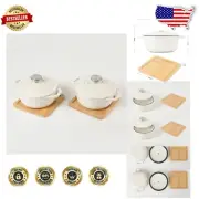 Creamy White Enameled Cast Iron Mini Cocotte Set - Perfect for Serving Portions