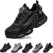 [Gugifcto] Safety Shoes Work Shoes Men Women Lightweight Sporty Breathable Quick Release Steel Caps Anti-Smashing Fashion Protective Shoes 36-48 EU, Black 262, 8 US