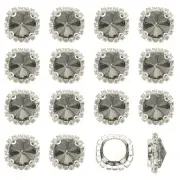 16Pcs Rhinestone Buttons, Flatback Sew on Rhinestones, Transparent Gray