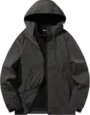 [Gsywaipei] Men's Waterproof 3 in 1 Ski Jacket Windproof Winter Snowboarding Coat Snow Jackets Hooded with Inner Fleece Coat, Grey2, 4X-Large