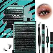 Lash Clusters Kit 320Pcs,100D DIY Individual Lashes Extension Kit,Lash Bond And Seal,Lash Remover For Eyelashes Extensions,Lash Applicator Tool For False Eyelash Cluster Kit At Home(D-Mix10-16mm)