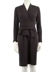 Brown Zig Zag Jacquard Knit Knee-Length Dress