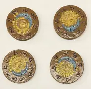 3" Magical Medallion, handmade clay, druid Wiccan compass air earth water fire