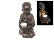 1pce 19cm Kneeling Monk with Begging Bowl Tealight Holder